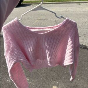 Pink Ribbed Women's Sweater